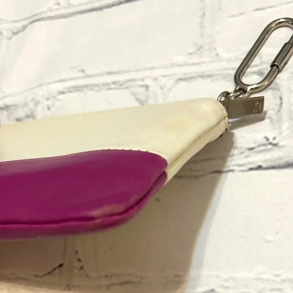 Celine Ivory & Purple Leather Keychain Wristlet - Picture 2 of 14